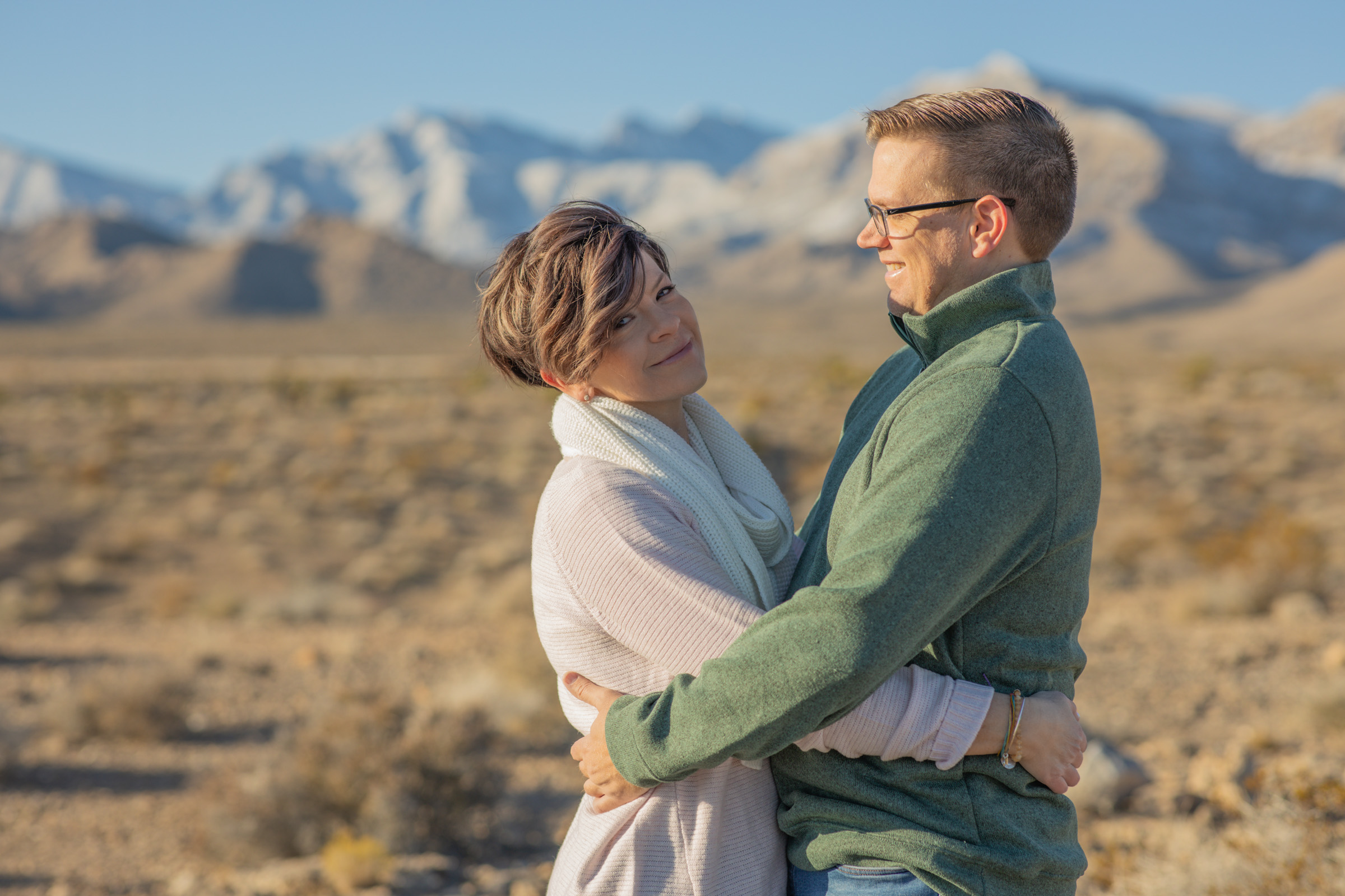 Couple during an outdoor photo session at Kyle Canyon