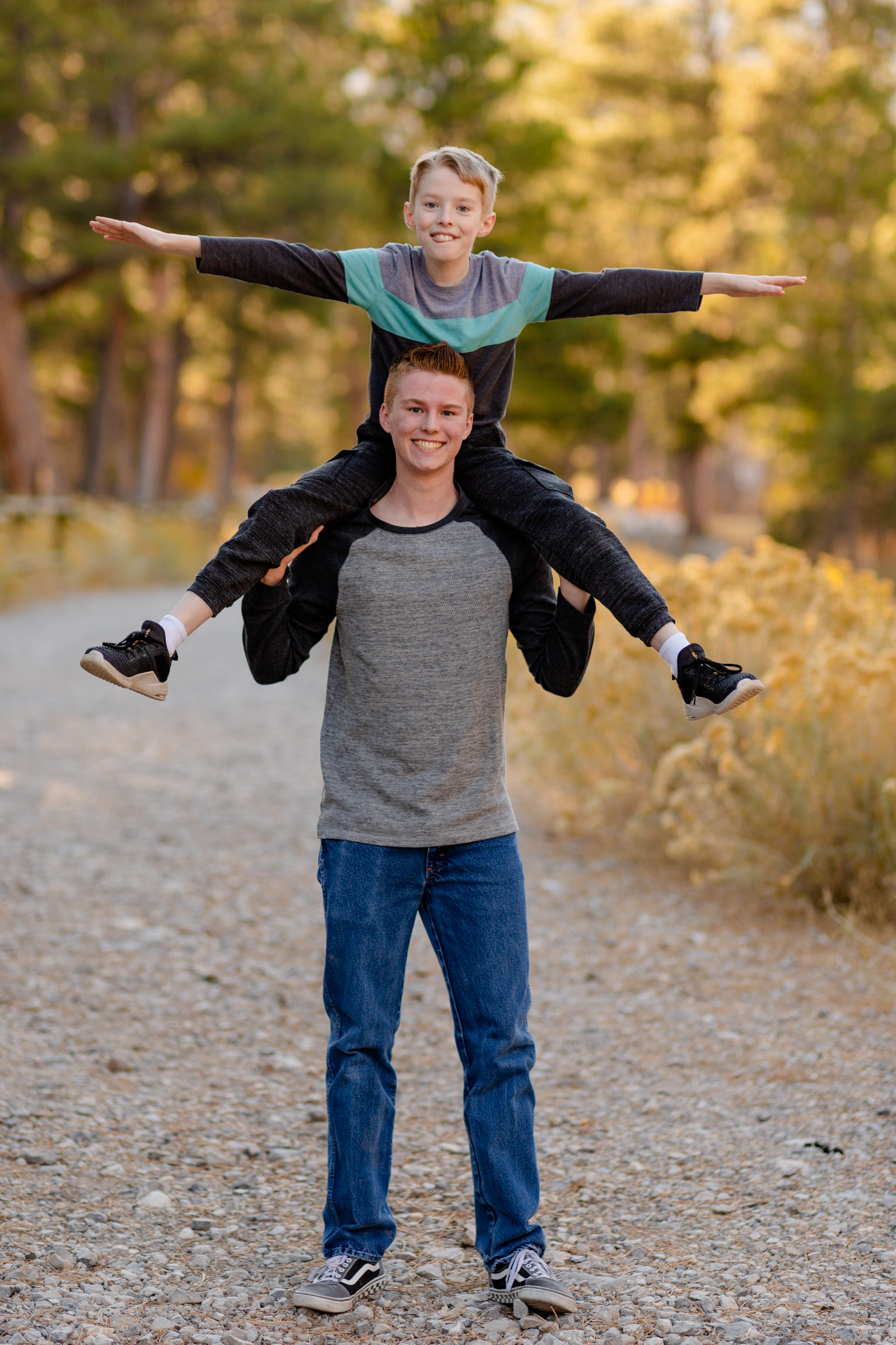 Family walking together during a Mount Charleston photo session