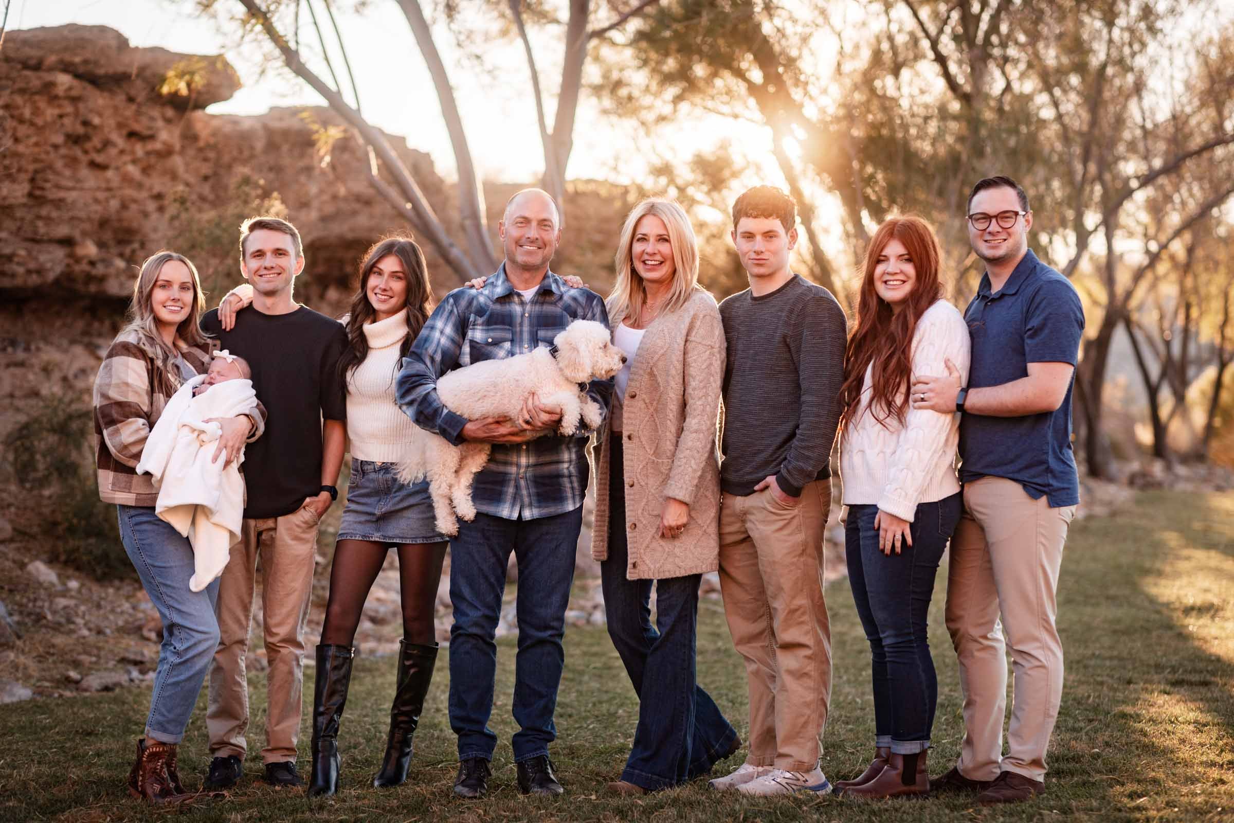 Extended family gathered outdoors during a Las Vegas photo session with Joseph Blake Photography